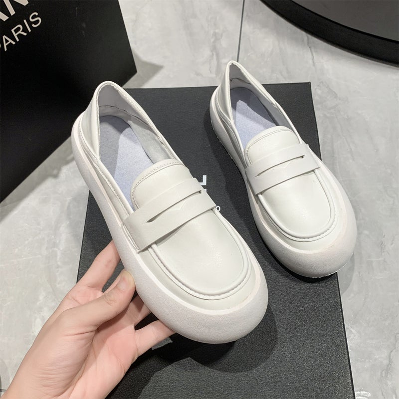White Beanie Shoes For Women With Soft Soles That Are Not Tiring For Feet, 2025 Spring And Style Flats Soles, Thick Soles, Flats Shoes, Trbottomy White Shoes - Image 5